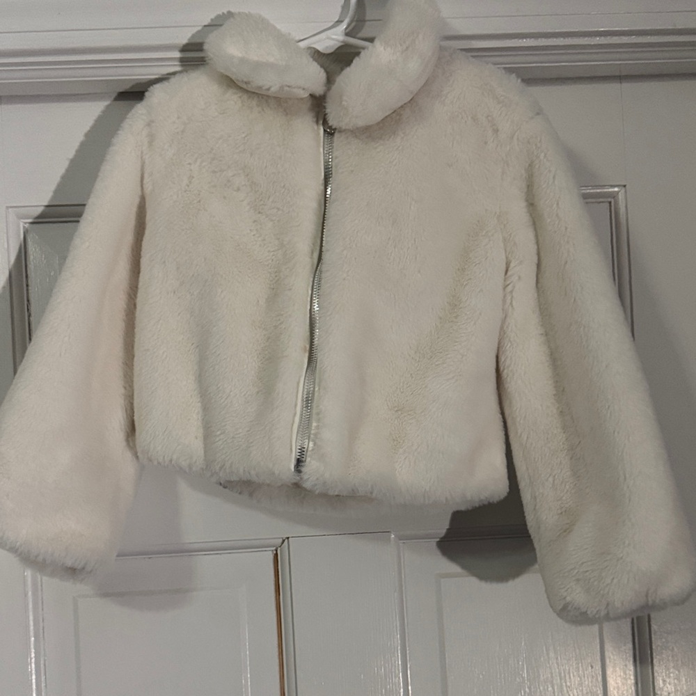 cupcakes & cashmere Kids Cream Faux Fur Puffer Jacket